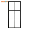 Carbon Steel 6 Lites Black Steel Frame Glass Sliding Barn Door Leaf