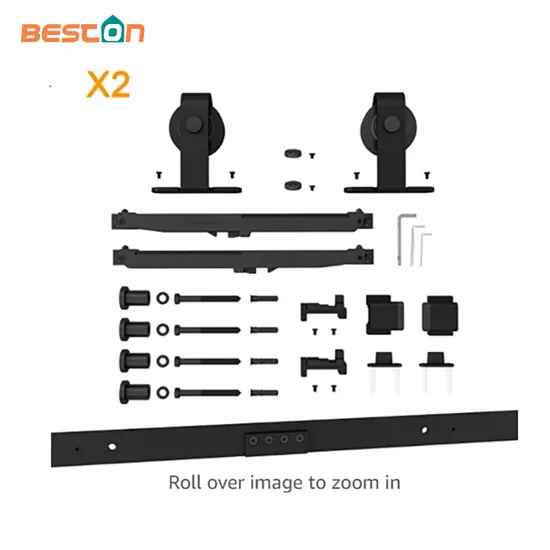 Frosted Glass Barn Door Mounted Hardware Kit with Soft Close Glass Door
