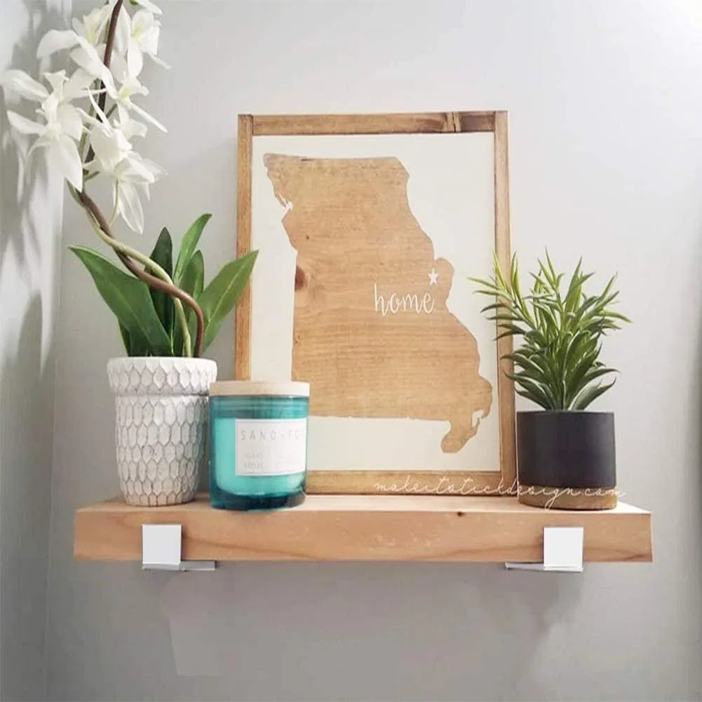 Bright White Finish Floating Shelf Bracket Stainless Steel Brackets