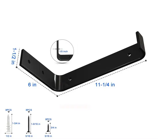 Matte Black Steel Shelf Brackets Wall Mounted Industrial Metal Shelf Brackets