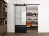 Customized Size Interior Matt Black Metal Frame Glass Door with Hardware Kit