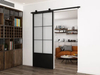 Paneled Matel Glass Barn Door with Installation Hardware