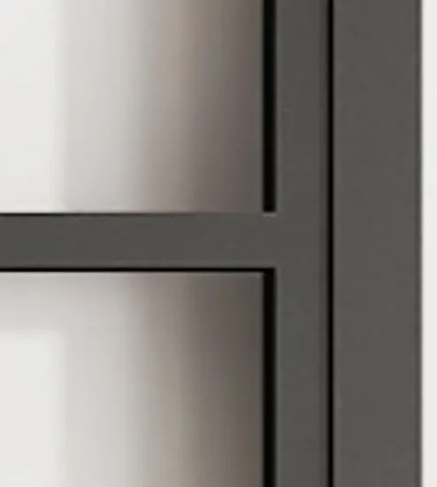 6 Lites&Base Black Steel Frame Glass Barn Door Leaf