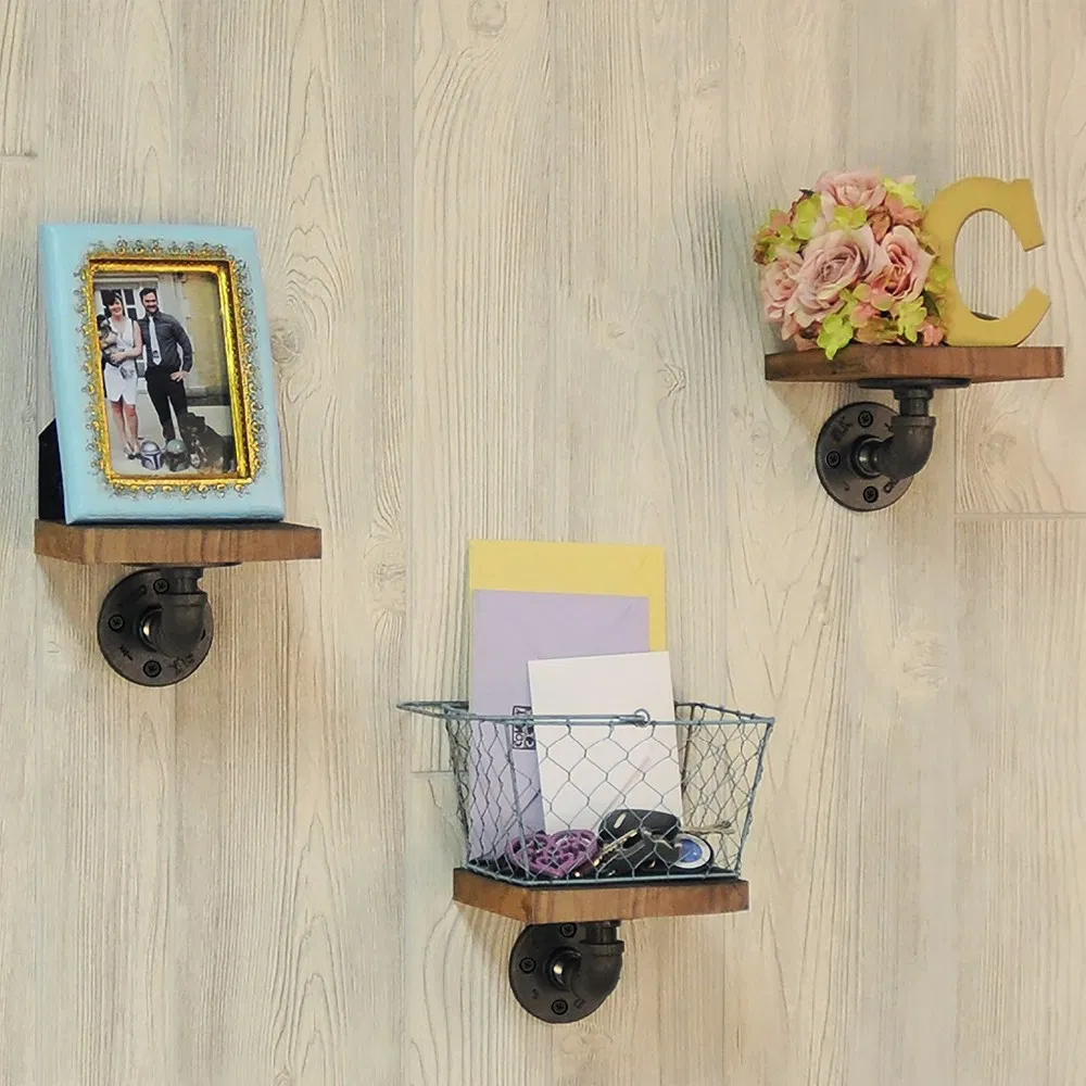 Retro Wall Mount Hanging Hook Wooden Decorative Shelf Brackets