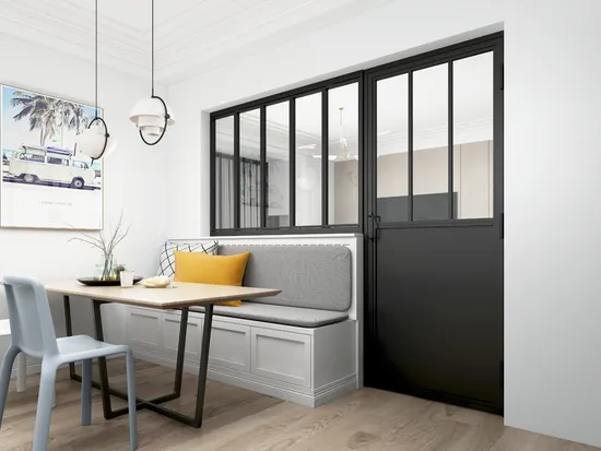 French Style Black Powder Coated Swing Glass Door with Kickplate