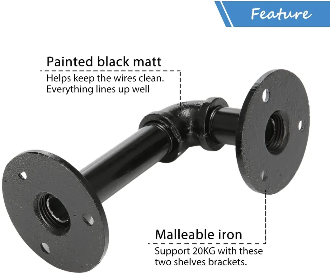 Iron Pipe Bracket Wall Mounted Floating Shelf Hanging Wall Hardware Decor