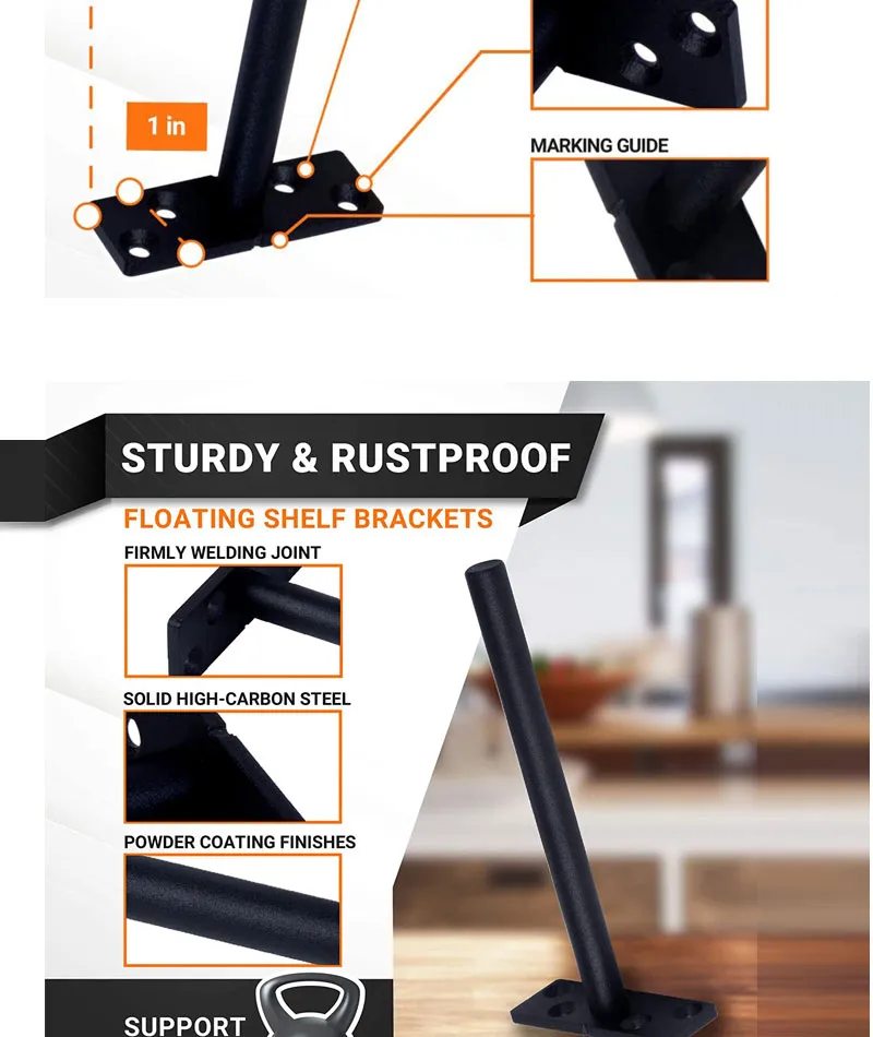 Wall Mounted Blind Hidden Pipe Shelf Brackets