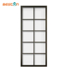 Steel Frame Clear Glass Sliding Barn Door with Hardware Kit