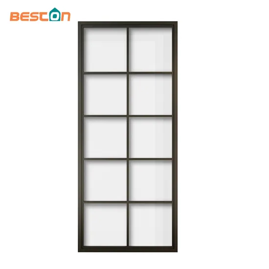 Steel Frame Clear Glass Sliding Barn Door with Hardware Kit