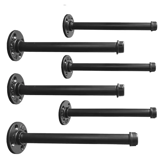 Rustic Heavy Duty Industrial Decorative Black Industrial Brass Pipe Shelf Bracket
