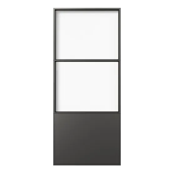 Knockdown Paneled Metal Glass Concorde Barn Door with Hardware