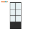 French Black Carbon Steel Frame Clear Glass Interior Sliding Barn Door Hardware