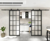 Double Shed Steel Frame Clear Glass Soft Close Barn Doors with Hardware Kit