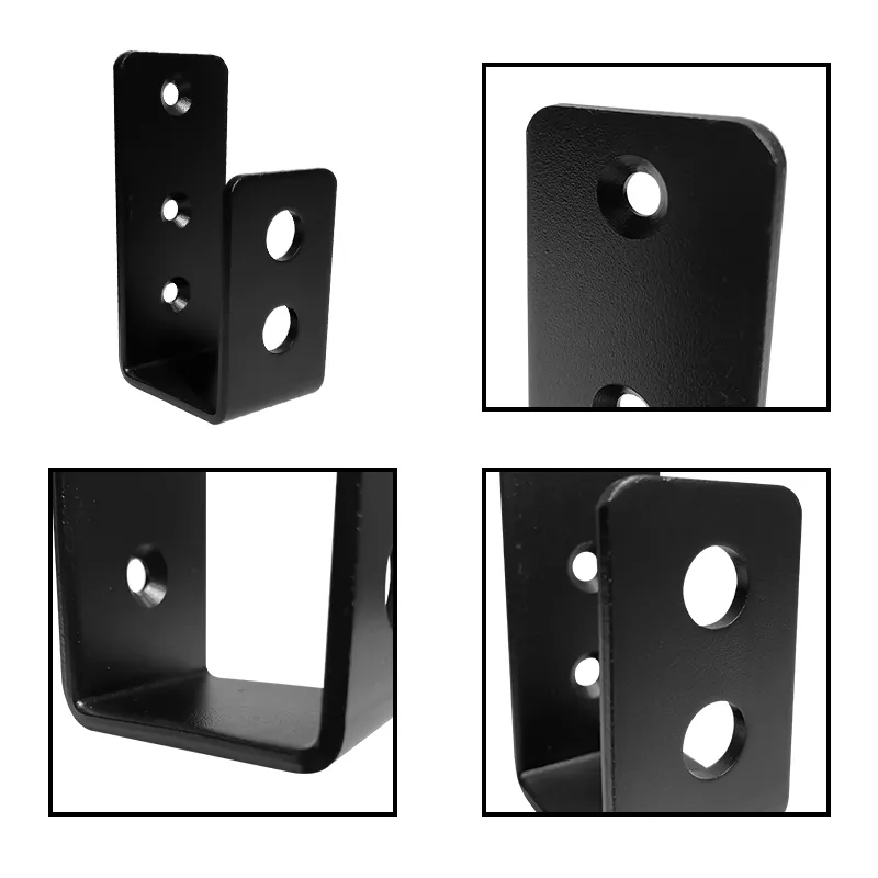 Door Barricade Brackets Black Steel U Security Door Lock Brackets with Screw