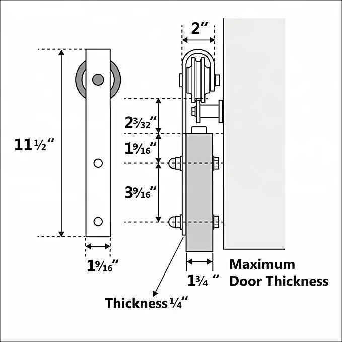 Customized Classic Carbon Steel Sliding Barn Door Hardware Kit