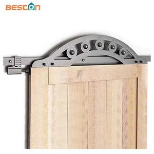 One Piece Wrought Iron Fan-Shaped Royal Roller Sliding Barn Door Hardware