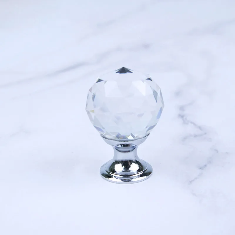 Plane Fillister Head Cupboard Door Handles with Crystals Knobs Glass Cabinet Handles
