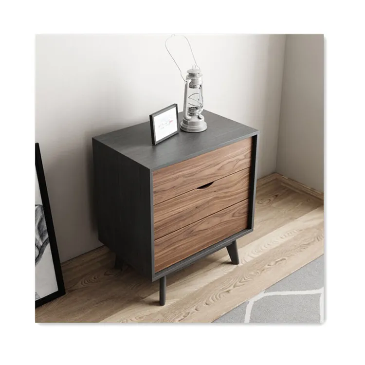 Storage Drawer Solid Wood Legs Bedside Table Luxury Nightstand Side Table