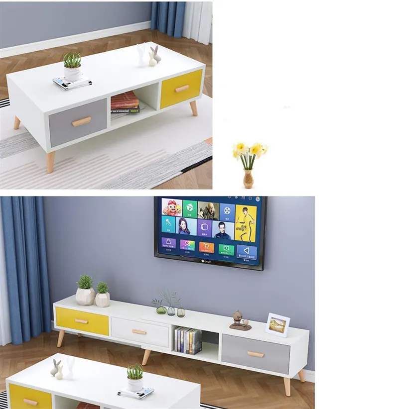 Modern Style Wooden Home Living Room Furniture Coffee Table with TV Stand