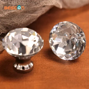 Furniture Hardware Cupboard Kitchen Drawer Glass Handle Cabinet Pulls Crystal Door Knob