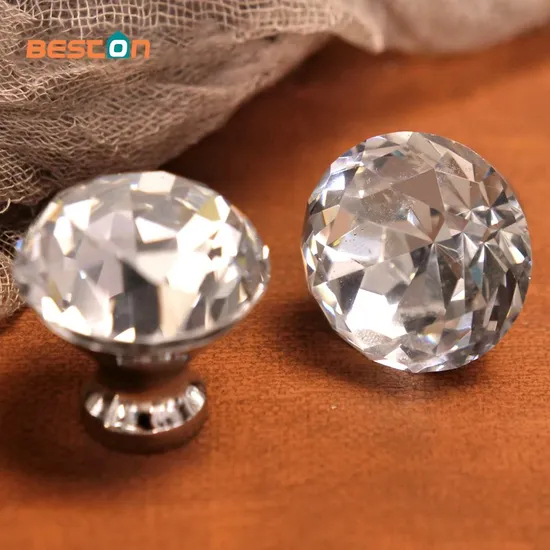 Furniture Hardware Cupboard Kitchen Drawer Glass Handle Cabinet Pulls Crystal Door Knob