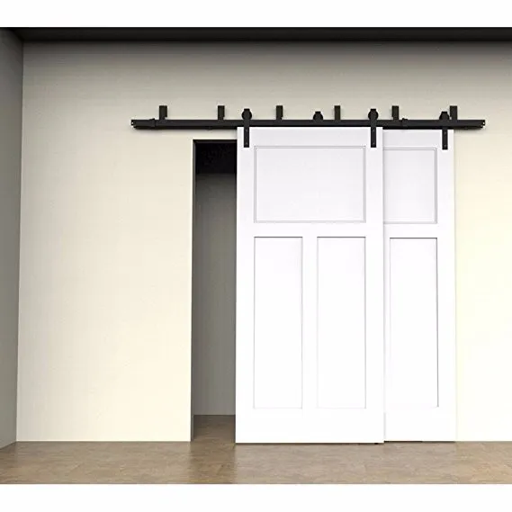 Double Wood Doors Kit Sliding Steel Track Bypass Door Hardware