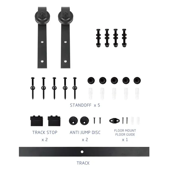 5 FT Sliding Barn Door Hardware Kit Set and Floor Guide