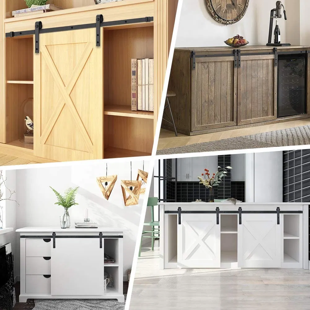 Mini Barn Sliding Double Door Hardware Kit for Cabinet Box Cupboard