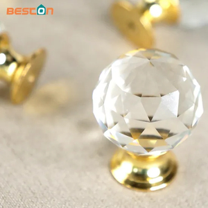Cupboard Drawer Door Cabinet Pulls Crystal Knob Gold Kitchen Handles