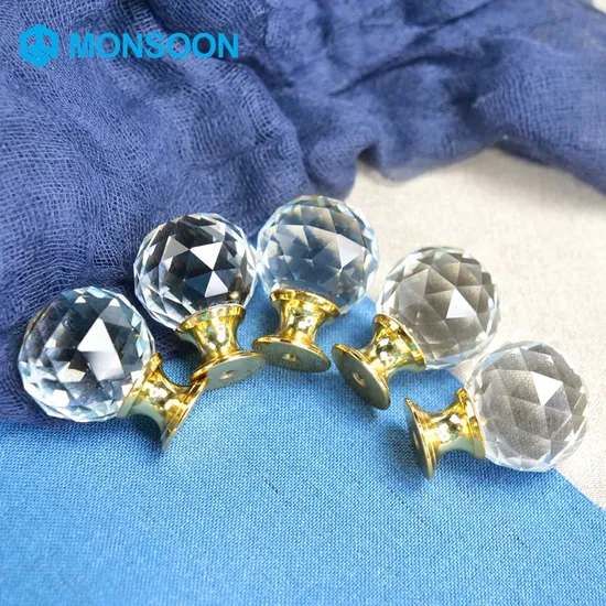 Cupboard Drawer Door Cabinet Pulls Crystal Knob Gold Kitchen Handles