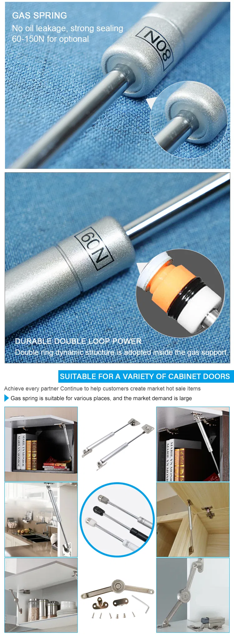 Fitting Support Rod Lift up Hydraulic Gas Spring Soft Close Gas Piston