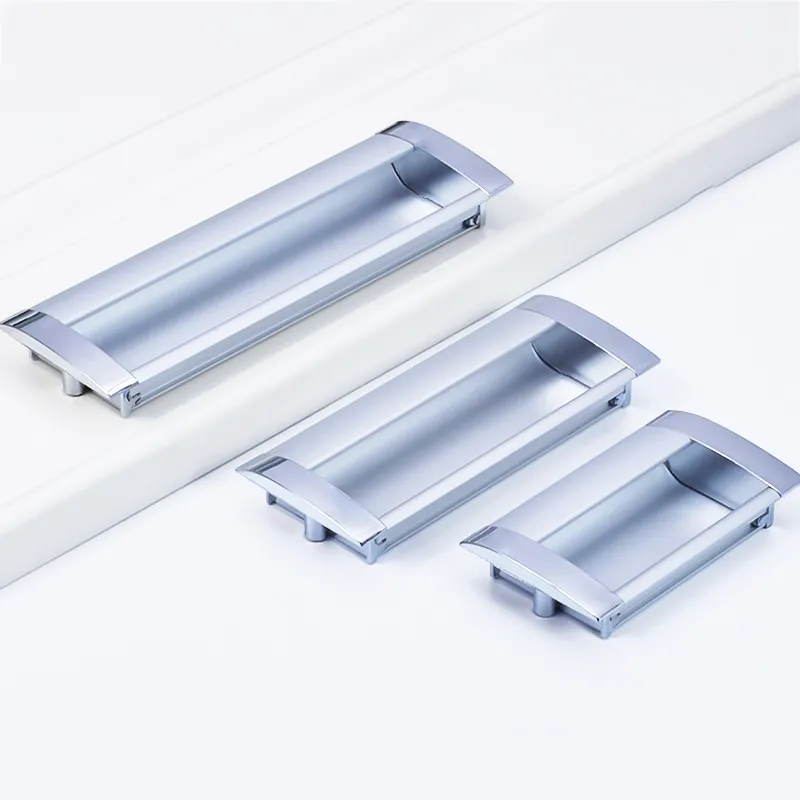 Modern Invisible Embedded Aluminum Wardrobe Cabinet Knobs Concealed Drawer Pull Hatches
