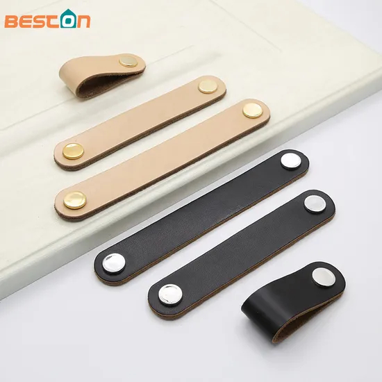 Zinc Alloy Kitchen Drawer Furniture Hardware Leather Drawer Handle Pull Knob