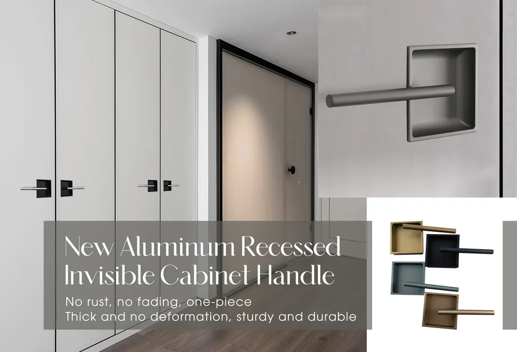 Aluminium Recessed Cabinet Square Handles Concealed Sliding Barn Door Wardrobe Pull Handle