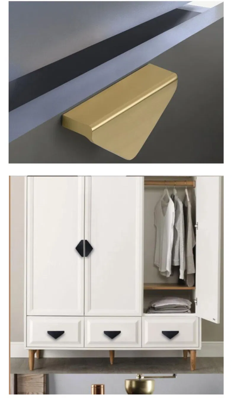 Simple Aluminum Bright Gold Triangle Kitchen Cabinet Pull Handles Cabinet Door Handle