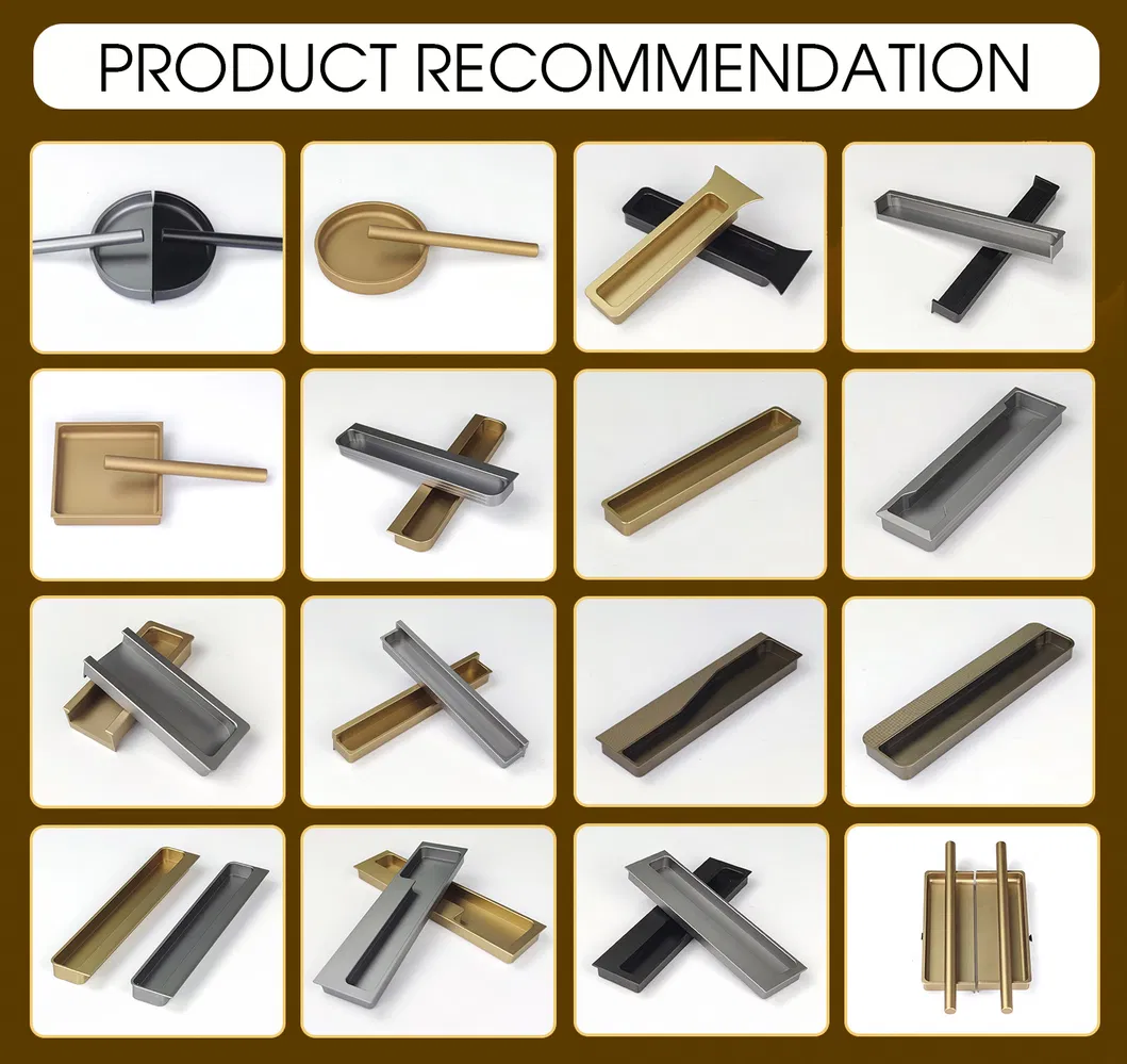 Concealed Cabinet Drawer Handle Zinc Invisible Leather Closet Door Pulls