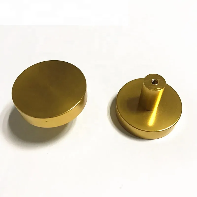 Small Round Gold Shiny Kitchen Cabinet Door Brush Brass Knob