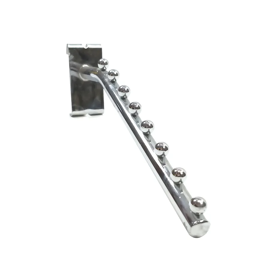 Clothes Chrome Finish Metal Hanging Display Iron Hook with Beads Supermarket Hooks
