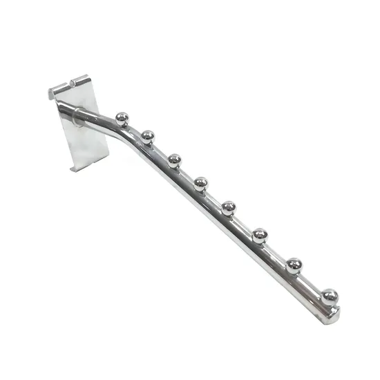 Clothes Chrome Finish Metal Hanging Display Iron Hook with Beads Supermarket Hooks