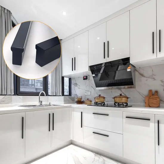 Aluminum Alloy Top Wardrobe Long Handle Cabinet Drawer Black Cabinet Door Handle