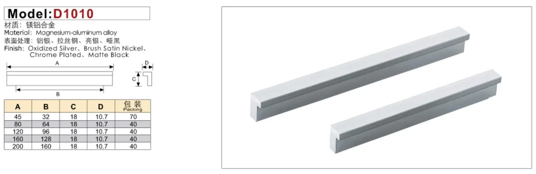 Furniture Accessories Hardware Matt Black Aluminum Cabinet Drawer Pull Handle