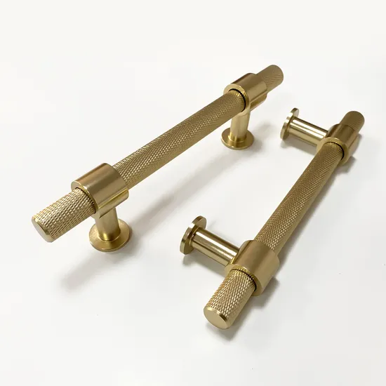 Furniture Handles Aluminum Alloy Brass Gold T Bar Knurling Cabinet Cupboard Handle