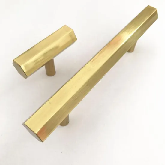 T Bar Brass Gold Furniture Handle Solid Aluminium Ss Cabinet Heaxgon Knob