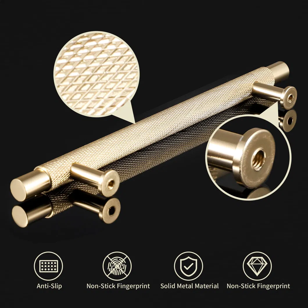 Aluminum Solid Drawer Pull with Diamond Pattern Knurled Kitchen Cabinet Pulls Handle