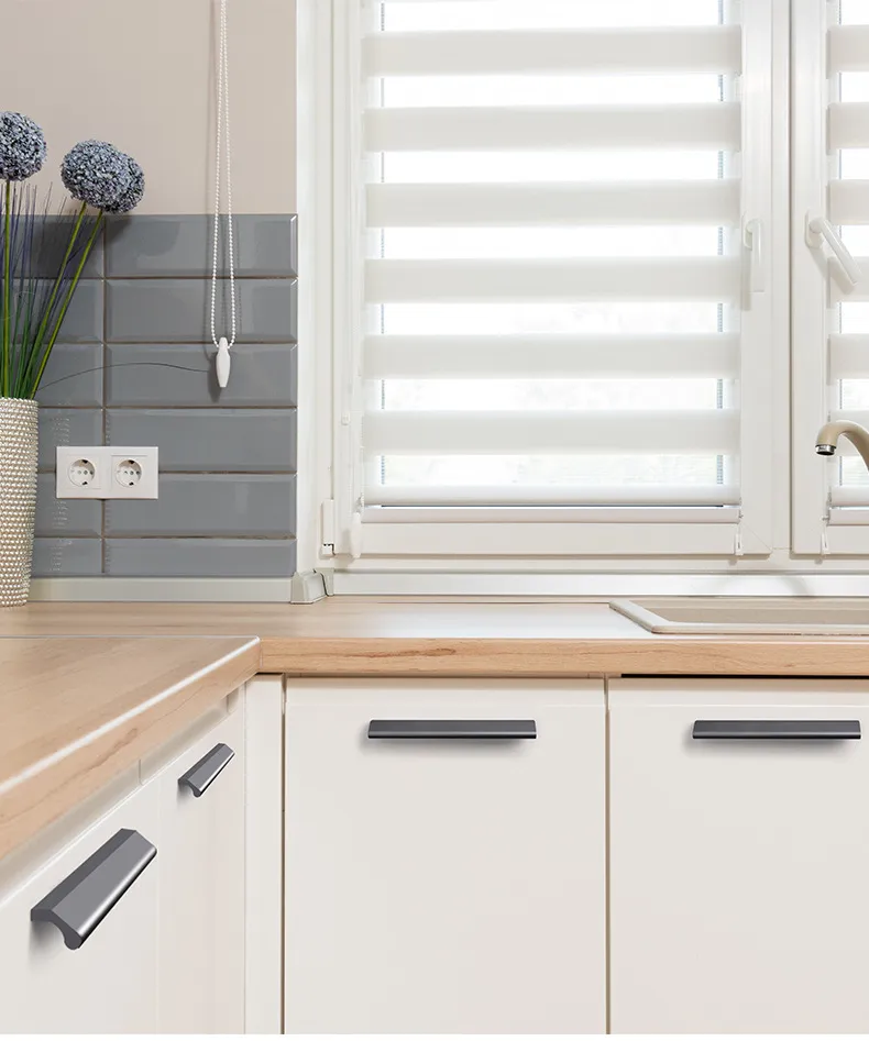 Aluminum Furniture Accessories Wardrobe Drawer Handles Matt Black Kitchen Cabinet Pull Handle