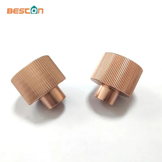 30*30mm Solid Aluminium Vertical Knurled Rose Gold Kitchen Cupboard Knobs Handle