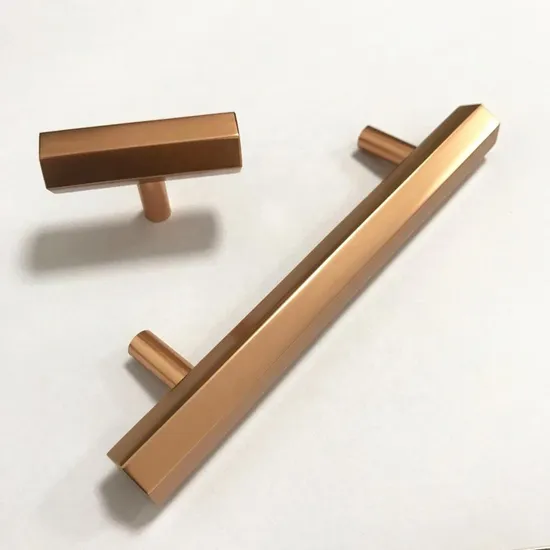 Kitchen Door Drawer Rose Gold Shiny Hexagon T Bar Cabinet Drawer Handle