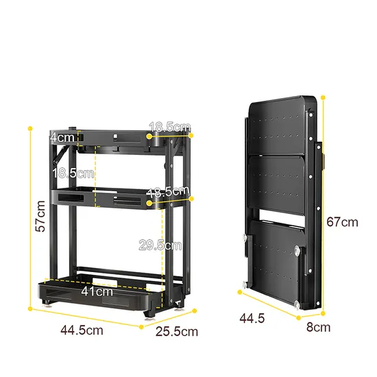 Metal Folding Wall-Mounted Spice Storage Rack Black