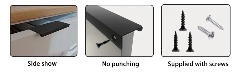 Minimal No-Punch Cupboard Narrow Edge Closet Door Handle