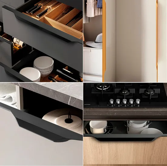 Edge Handle Black Aluminum Alloy Extended Drawer Closet Door Invisible Handle